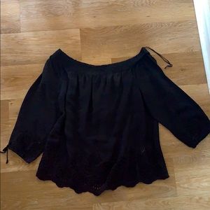 Black off the shoulder long sleeve top